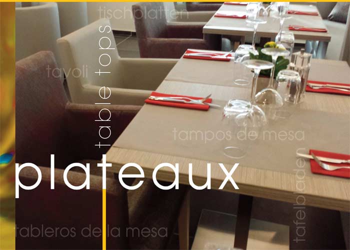 Plateaux de table et mobilier pour terrasse de bar, hotel ou terrasse de restaurant, bar, brasserie, bistrot.